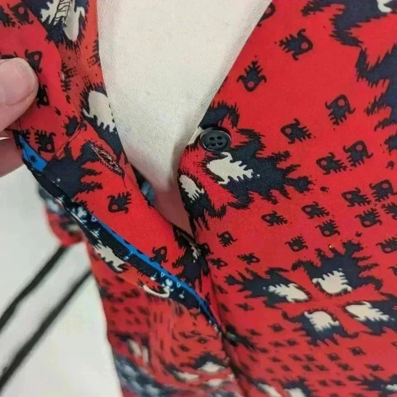 Collective Concepts Women Blue/ Red  3/4 Sleeves V Neck Casual Dress Size Small - Picture 3 of 11